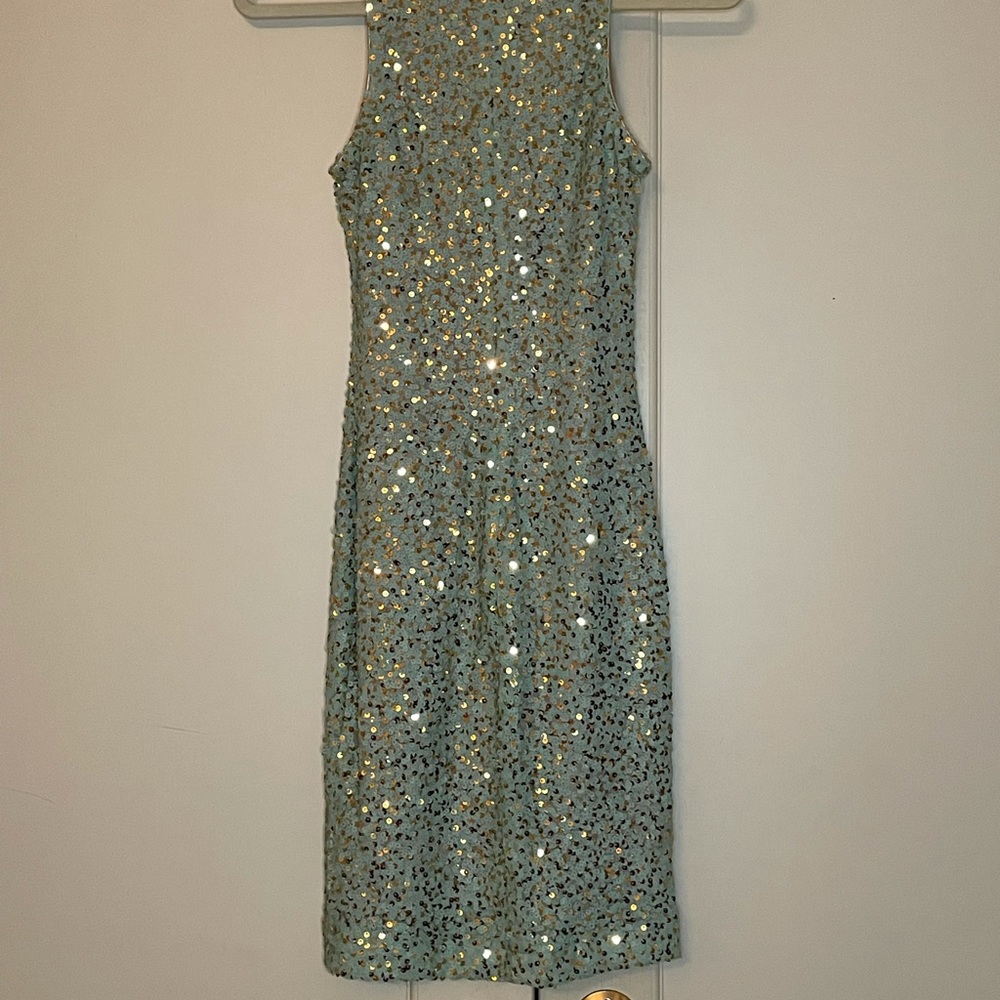 Sequin Midi High Neck Cocktail Dress